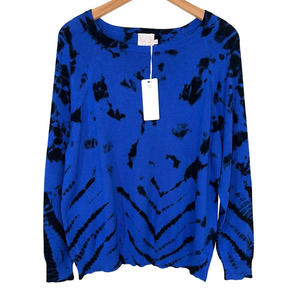 NWT Whisper by Brodie Cotton Silk Ultramarine Coal Tie Dye Sweater Sweatshirt M